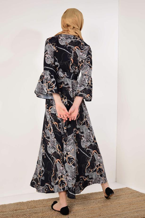 Vêtements hijab  Flywheel Sleeve Leopard Print Dress T 540492 - TRENDTESETTÜR