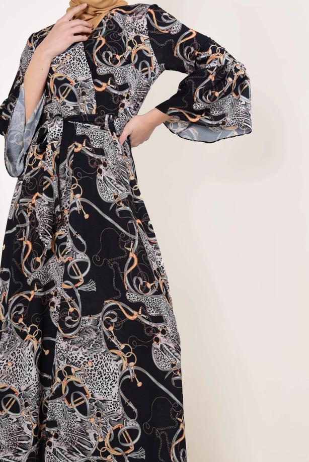 Vêtements hijab  Flywheel Sleeve Leopard Print Dress T 540492 - TRENDTESETTÜR