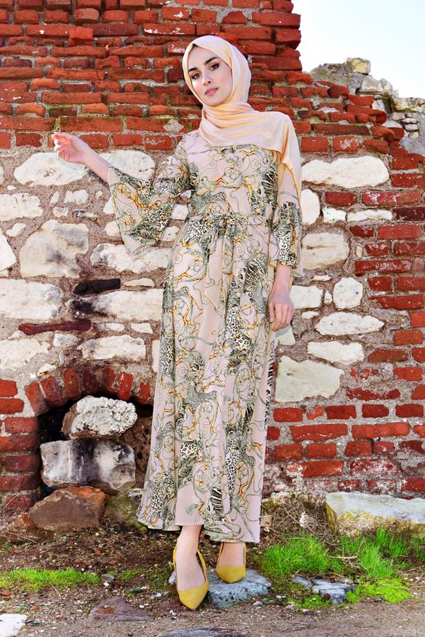 Vêtements hijab  Flywheel Sleeve Leopard Print Dress T 540492 - TRENDTESETTÜR