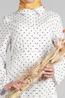 Hijab clothing CREAM Buttoned Polka Dot Dress T 8937-1 