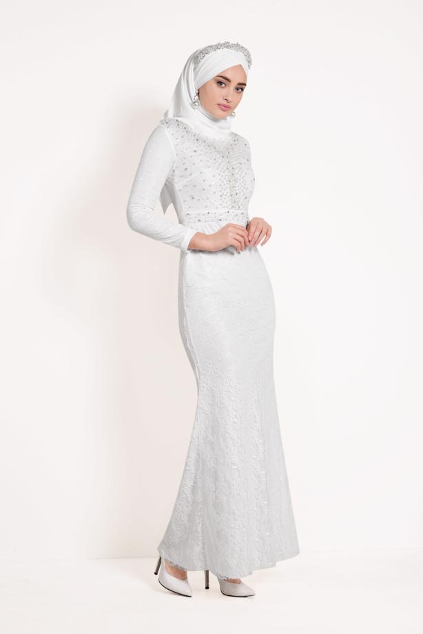 Hijab clothing  Lace Fish Cut Evening Dress T 24293 - TRENDTESETTÜR