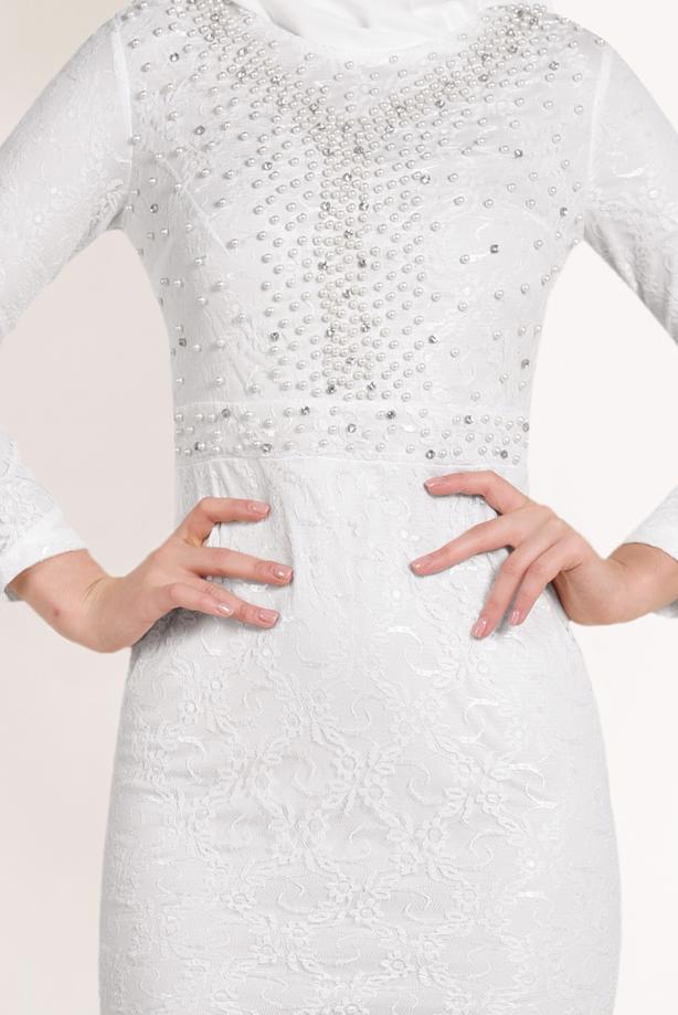 Hijab clothing  Lace Fish Cut Evening Dress T 24293 - TRENDTESETTÜR