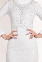 Hijab clothing WHITE Lace Fish Cut Evening Dress T 24293