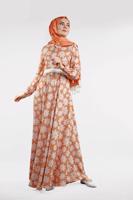 Tesettür giyim PEMBE ÇİÇEK DESENLİ ELBİSE 32391