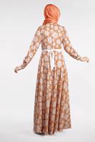 Tesettür giyim PEMBE ÇİÇEK DESENLİ ELBİSE 32391