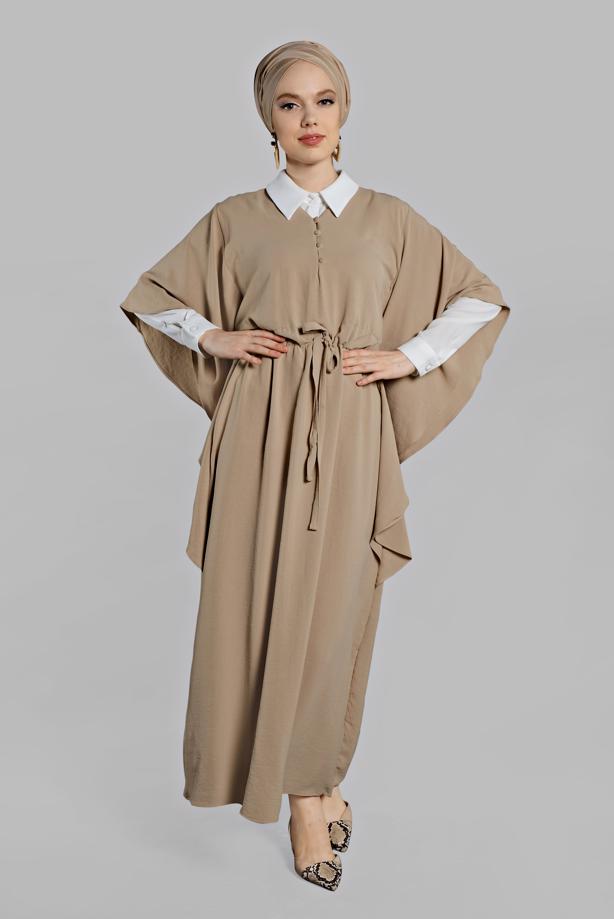Vêtements hijab  Half Sleeve Flywheel Dress T 38302 - TRENDTESETTÜR