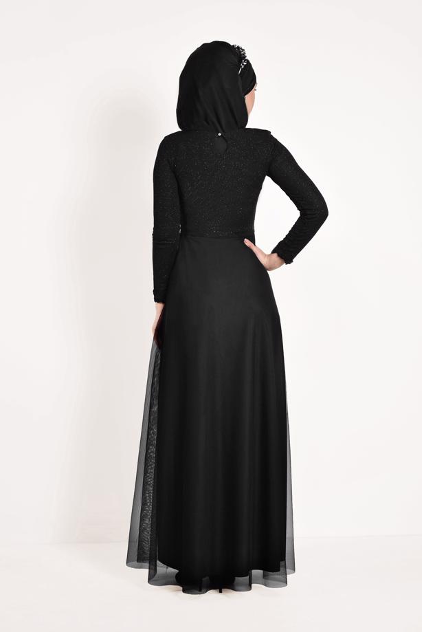 Hijab clothing  Guipure Detail Tulle Evening Dress T 66083  - TRENDTESETTÜR