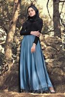 Tesettür giyim SİYAH GÜPÜR DETAYLI TÜLLÜ ABİYE ELBİSE T 66083