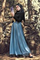 Hijab clothing BLACK Guipure Detail Tulle Evening Dress T 66083 