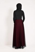 Hijab clothing BLACK Guipure Detail Tulle Evening Dress T 66083 