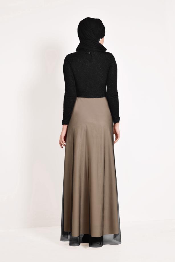 Hijab clothing  Guipure Detail Tulle Evening Dress T 66083  - TRENDTESETTÜR