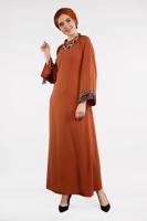Tesettür giyim TURUNCU PUL PAYET İŞLEMELİ ELBİSE 72391