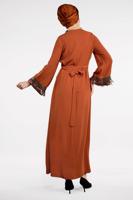 Tesettür giyim TURUNCU PUL PAYET İŞLEMELİ ELBİSE 72391