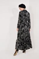 Tesettür giyim SİYAH DESENLİ PAMUKLU ELBİSE T 0026