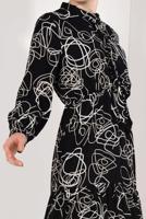 Tesettür giyim SİYAH DESENLİ PAMUKLU ELBİSE T 0026