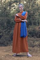 Tesettür giyim KAHVE DÜĞMELİ BELDEN BAĞCIKLI ELBİSE 174 