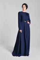 Tesettür giyim LACİVERT 3 BOYUTLU ÇİÇEK DETAYLI ELBİSE 226