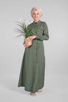 Tesettür giyim HAKİ KOMPLE DÜĞMELİ CEPLİ ELBİSE 474 