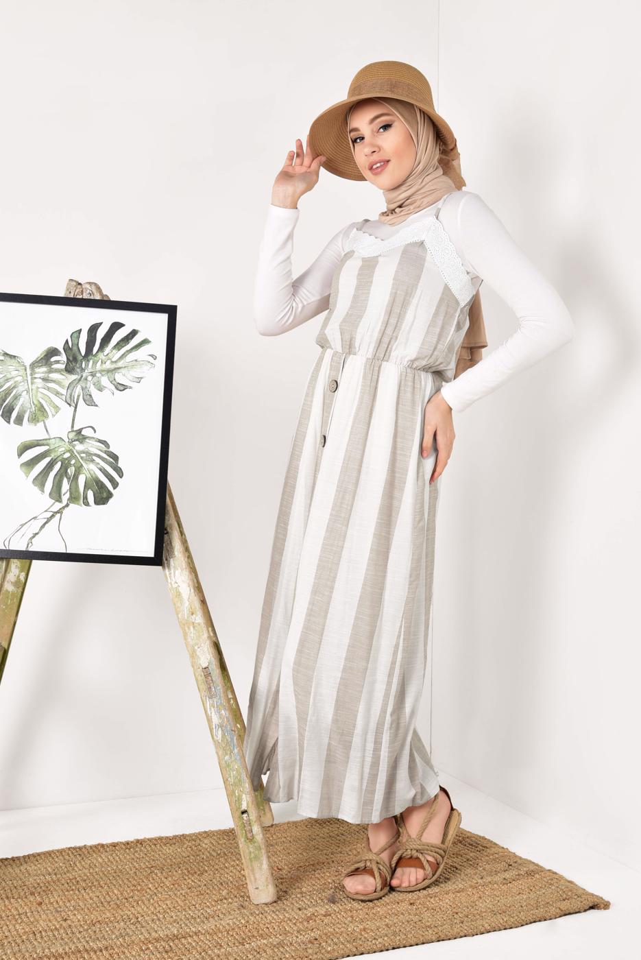 Vêtements hijab CRÈME Robe T 0514 