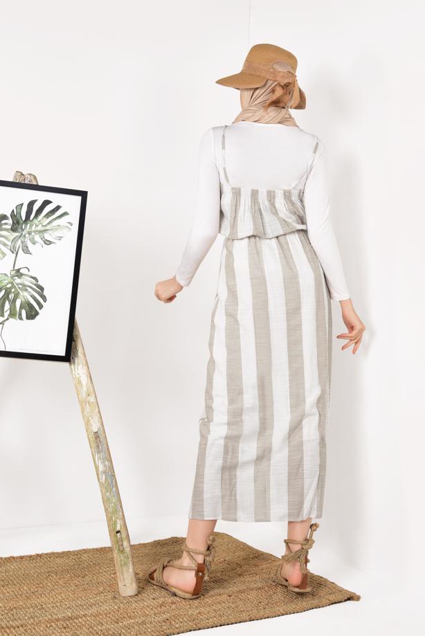 Vêtements hijab  Button Detail Cotton Dress T 0514  - TRENDTESETTÜR