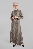 Hijab clothing BLACK Leopard Print Dress T 632 