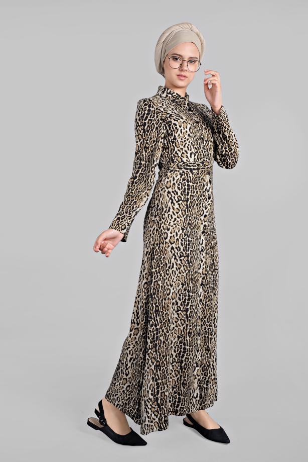 Vêtements hijab  Leopard Print Dress T 632  - TRENDTESETTÜR