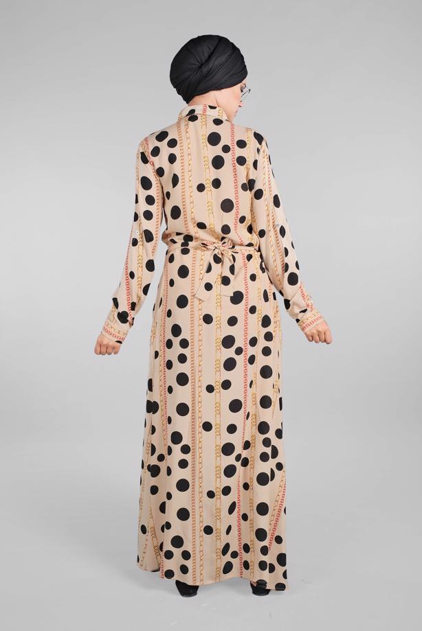 Vêtements hijab  Chain and Gıngham Patterned Dress T 0824  - TRENDTESETTÜR