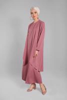 Tesettür giyim PEMBE KOLLARI LASTİKLİ 2&prime;Lİ ELBİSELİ TAKIM 1035 
