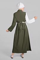 Hijab clothing KHAKI Two Color Button Front Dress T 1166 