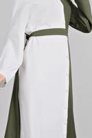 Hijab clothing KHAKI Two Color Button Front Dress T 1166 