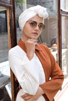 Hijab clothing BROWN Two Color Button Front Dress T 1166 