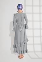 Hijab clothing GREY Flywheel Detail Dress T 2216 