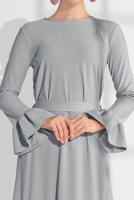 Hijab clothing GREY Flywheel Detail Dress T 2216 