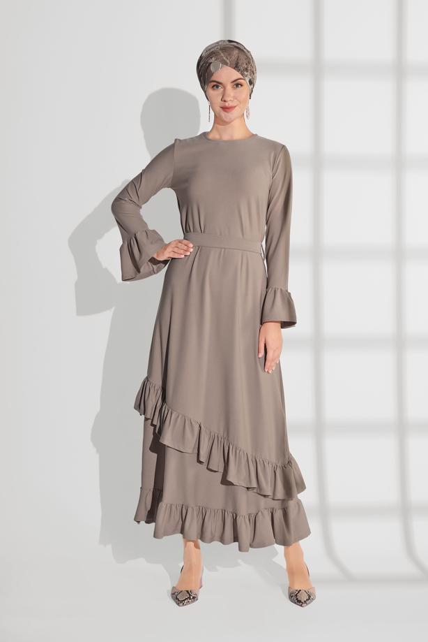 Vêtements hijab  Flywheel Detail Dress T 2216  - TRENDTESETTÜR