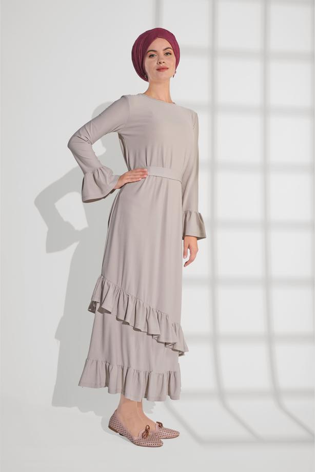 Vêtements hijab  Flywheel Detail Dress T 2216  - TRENDTESETTÜR