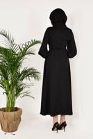 Hijab clothing BLACK Voluminous Sleeve Dress T 3792 