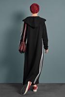 Tesettür giyim SİYAH ŞERİT DETAYLI FERMUARLI EŞOFMAN FERACE 4202