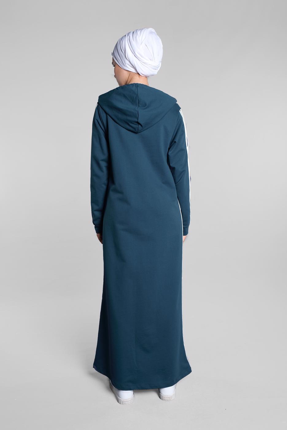 Hijab clothing BLUE ZIPPERED ABAYA 4202 
