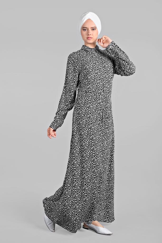 Vêtements hijab  Hidden Button Leopard Print Dress T 4224 - TRENDTESETTÜR
