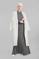 Hijab clothing BLACK Hidden Button Leopard Print Dress T 4224