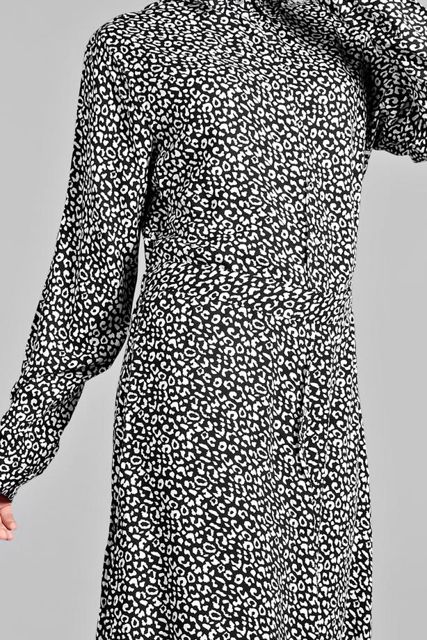 Vêtements hijab  Hidden Button Leopard Print Dress T 4224 - TRENDTESETTÜR