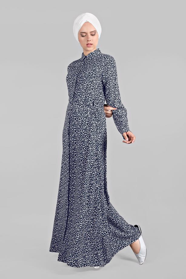 Vêtements hijab  Hidden Button Leopard Print Dress T 4224 - TRENDTESETTÜR
