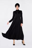 Tesettür giyim SİYAH BONCUK İŞLEME DETAYLI ABİYE ELBİSE 4229