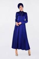 Tesettür giyim LACİVERT BONCUK İŞLEME DETAYLI ABİYE ELBİSE 4229