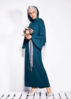 Tesettür giyim MAVİ İNCİ DETAYLI BELİ KUŞAKLI ELBİSE T 4310