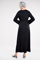 Tesettür giyim SİYAH SİM DETAYLI PAMUKLU ELBİSE 6323