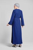 Tesettür giyim LACİVERT SİM DETAYLI PAMUKLU ELBİSE 6323
