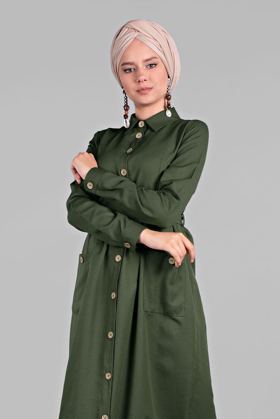 Vêtements hijab KAKI Robe T 6902 