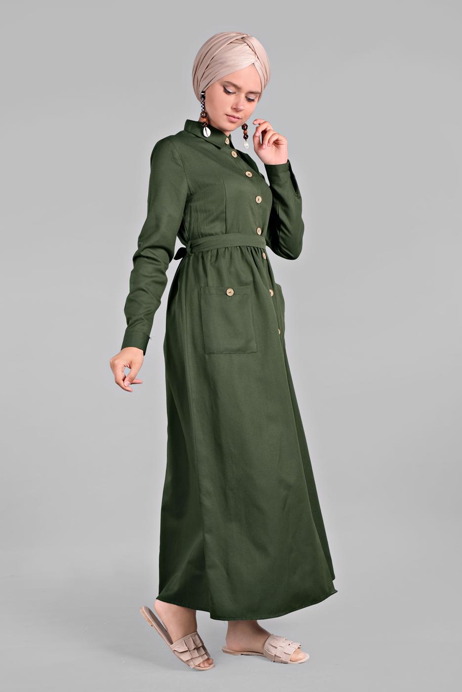 Vêtements hijab KAKI Robe T 6902 