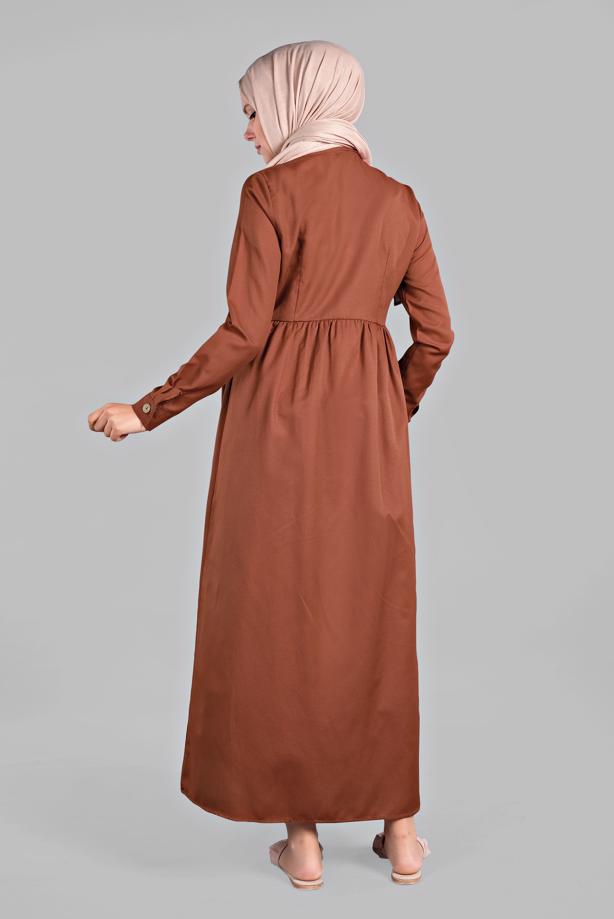 Hijab-Kleidung  CEPLİ BOYDAN DÜĞMELİ ELBİSE 6902  - TRENDTESETTÜR
